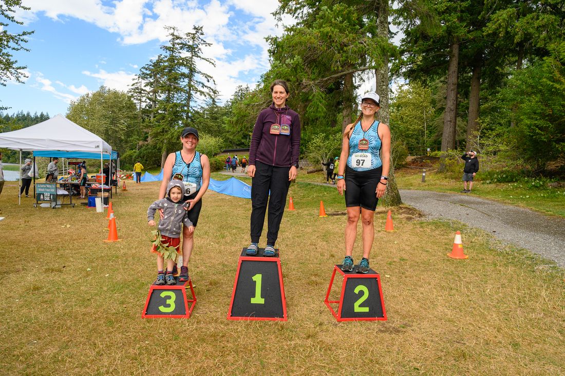 Age group winners on the podium at Lake Padden